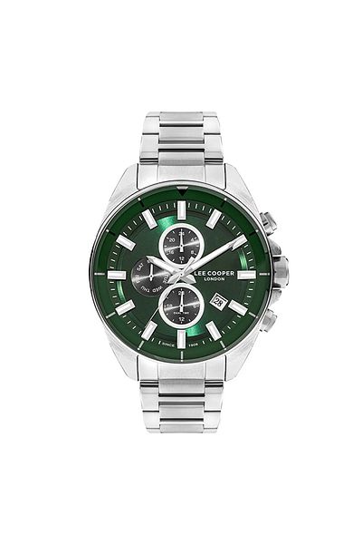 Lee Cooper Men's Watch New Season Silver Inside Green Function Calendar Bracelet Gift