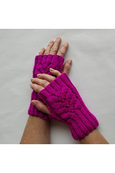 Küçük Burjuva FUŞYA PEMBE PARMAKSIZ ÖRGÜ ELDİVEN