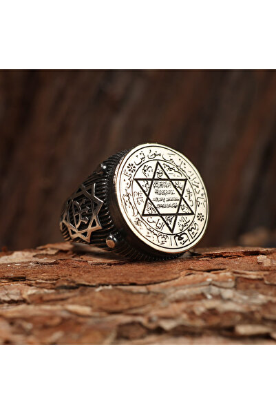 Sima Silver Gümüş Hz. Süleyman Mührü Davut Yıldızı Model Erkek Yüzük Takı
