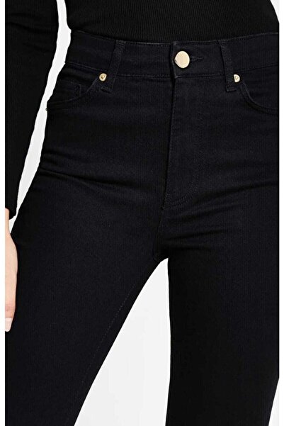 BROSERER Daniella Kadın İspanyol Paça Likralı Siyah Solmayan Siyah Yüksek Bel Flare Jeans