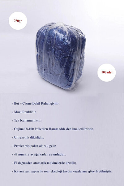 Cyberderm Galoş 13 Mikron Çift Dikiş 750 Gram 1.kalite Ayakkabı Kılıfı Hastan...