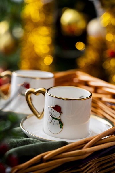 ACAR Limoges New Year's Snowman Cup Set for 2 - 90 ml