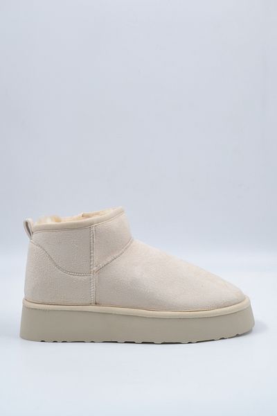 Sister in Love Γυναικείες μπότες Uggy Eva Mini Suede με γούνινη εσωτερική χοντρή σόλα