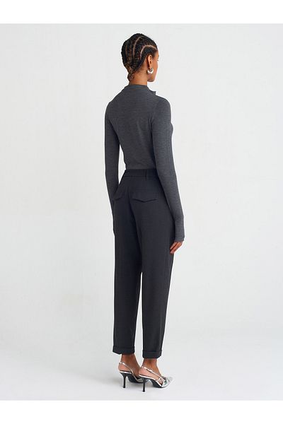 Dilvin 71581 Curved Leg Straight Fit Pantalon-Anthracite