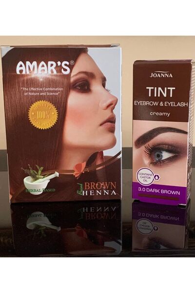Amars Amar's® Kına Içeren Kahve Renk Saç Boyası 6'lı 1 Kutu Joanna Koyu Kahve Kaş Kirpik Boyası 1 Kutu