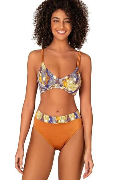 RAPAPA Endeep Women's Piping Detailed Gathering Patterned Bikini Set 22329