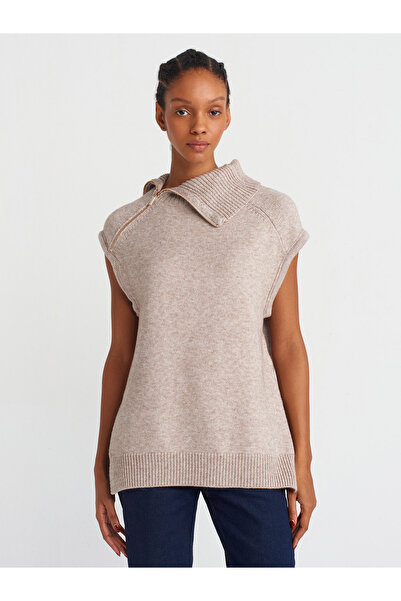 Dilvin 10667 Pulover Tricotaj Model Mink - Guler cu fermoar