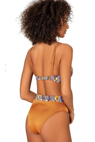 RAPAPA Endeep Women's Piping Detailed Gathering Patterned Bikini Set 22329