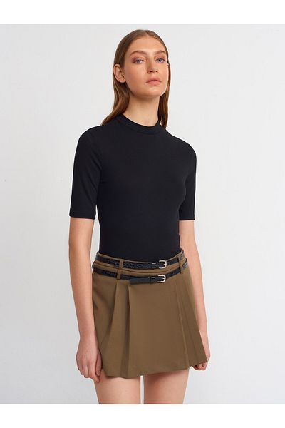 Dilvin 30481 Tricou negru cu guler înalt