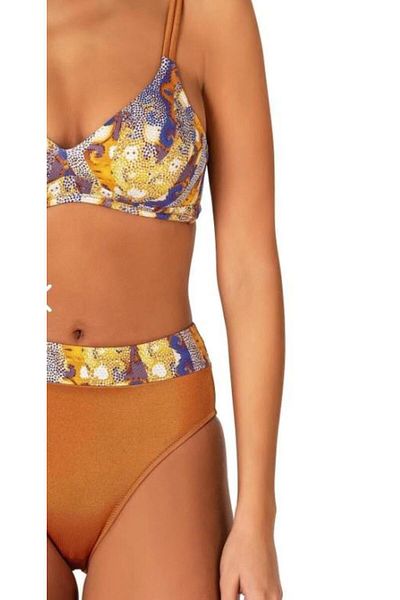 RAPAPA Endeep Women's Piping Detailed Gathering Patterned Bikini Set 22329