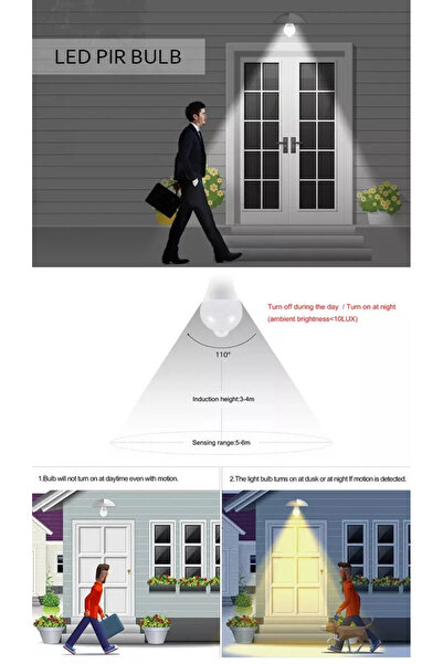 smart white HAREKET SENSÖRLÜ 15 W LED AMPÜL E 27 DUY HAREKET ALGILAYICI LED AMPÜL SM1867