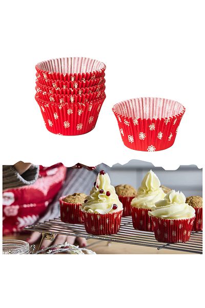 IKEA Vinterfint 65 Pieces Red Star Pattern Baking Bowl - Cake Muffin Paper