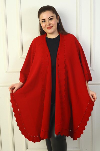 By Saygı Women's Laser Cut Plus Size Acrylic Poncho