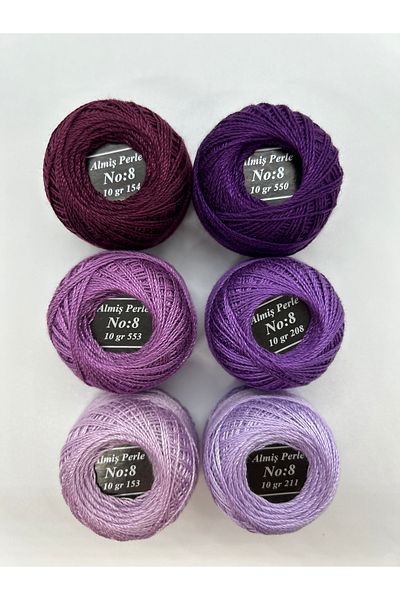 ALMİŞ Alış Perle Etamin-Cross Stitch 6'Li Thread Set (10 Gr-No:8)