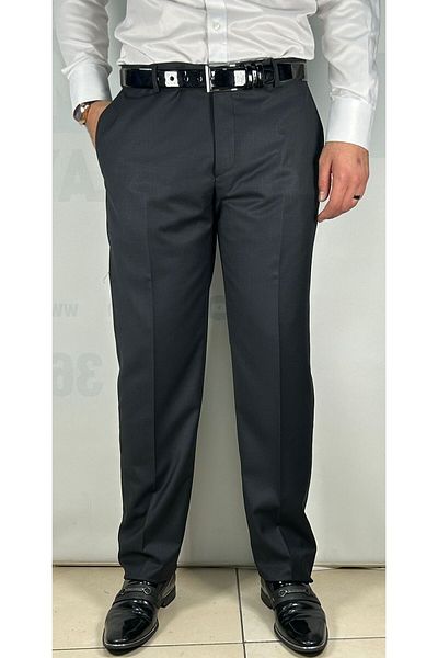 Bomonti Classic Cut Black Polyviscon Fabric Trousers