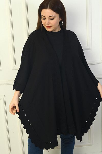 By Saygı Women's Laser Cut Plus Size Acrylic Poncho