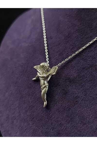 sarıyer silver Kanatlı Melek Gümüş Kolye Zincir 925 Ayar