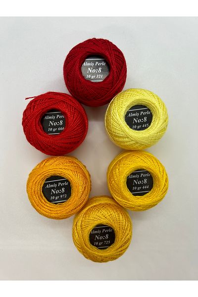 ALMİŞ Alış Perle Etamin-Cross Stitch 6'Li Thread Set (10 Gr-No:8)