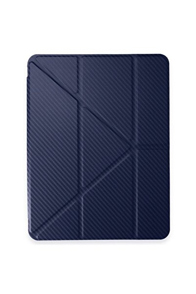 Fuchsia iPad Air 4 10.9 inç Uyumlu Renkli Karbon Trifolding Kalem Bölmeli Tablet Kılıfı