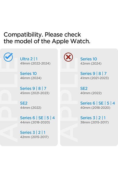 Spigen وصلة أنيقة لساعة Apple Watch Ultra 2/1 مقاس 49 مم، 46 مم، 45 مم، 44 مم، 42 مم - فضي