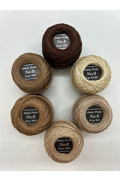 ALMİŞ Alış Perle Etamin-Cross Stitch 6'Li Thread Set (10 Gr-No:8)