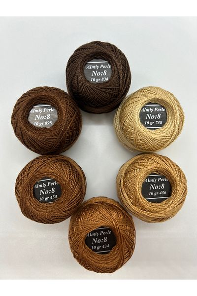 ALMİŞ Alış Perle Etamin-Cross Stitch 6'Li Thread Set (10 Gr-No:8)