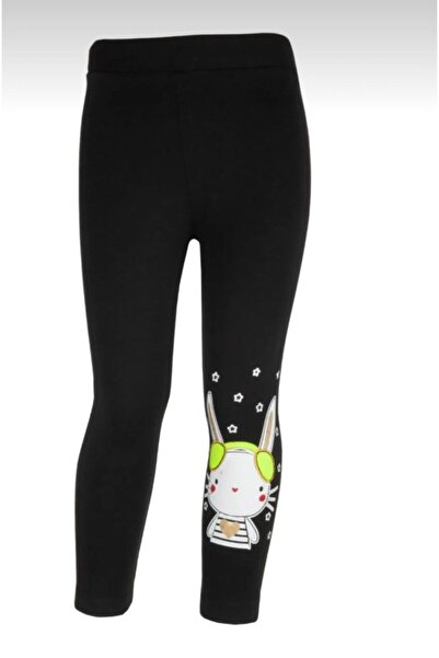 Sparrow Laurel Kız Çocuk Kulaklıklı Tavşan Baskılı Şardonlu Tayt,İçi Polarlı Tayt