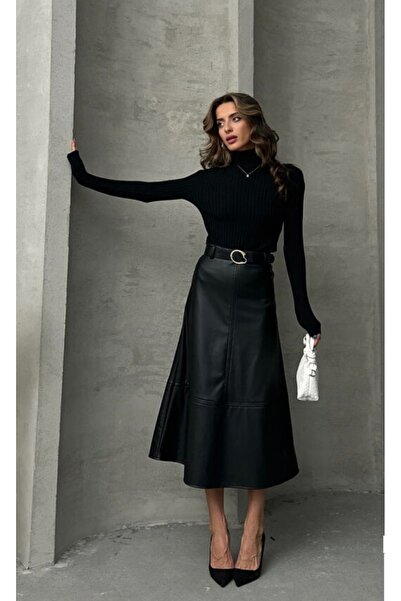 TOPSHOW Fusta de bază din piele artificială cu centură