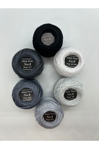 ALMİŞ Alış Perle Etamin-Cross Stitch 6'Li Thread Set (10 Gr-No:8)