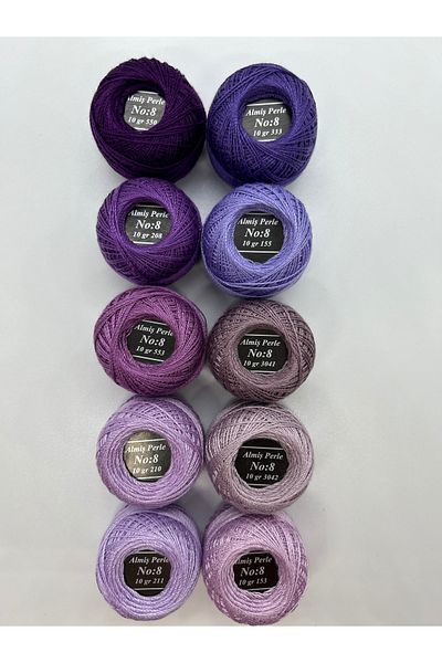 ALMİŞ Alış Perle Etamin-Cross Stitch 10-Piece Thread Set (10 Gr-No:8)