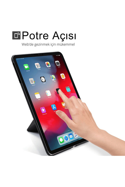 Fuchsia iPad Air 4 10.9 inç Uyumlu Renkli Karbon Trifolding Kalem Bölmeli Tablet Kılıfı