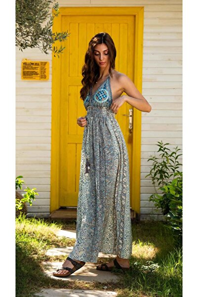 Miss Boheme Mavi Düşler İpek Elbise