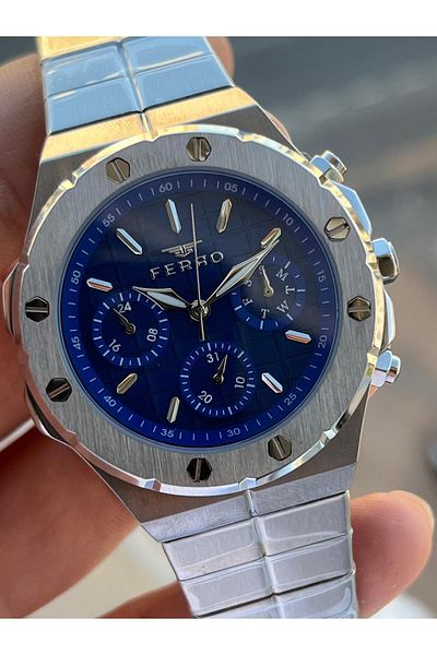 FERRO Steel Cord Inner Functions Active Chronograph 30 Mt Waterproof Men's Wristwatch EFM31369-A3