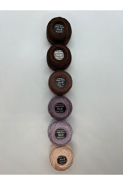 ALMİŞ Alış Perle Etamin-Cross Stitch 6'Li Thread Set (10 Gr-No:8)