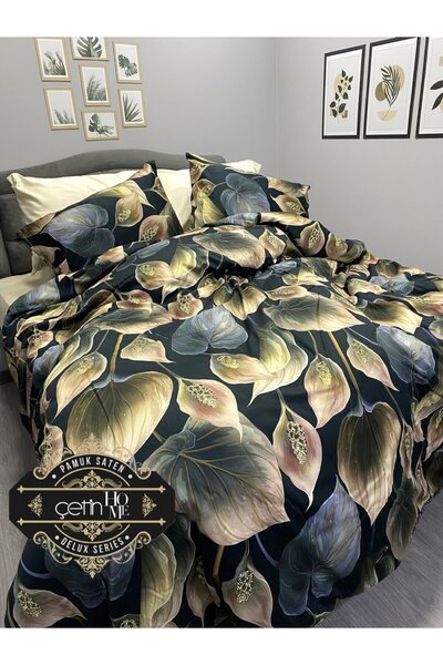 Çetinhome Мерсеризована бавовняна сатинова двоспальна постільна білизна Vitalis