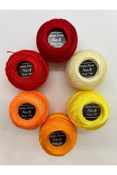 ALMİŞ Alış Perle Etamin-Cross Stitch 6'Li Thread Set (10 Gr-No:8)