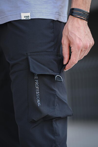 Oksit Tiziano Kort Parachute Straight Drawstring Men's Tracksuit Bottom with Cargo Pocket