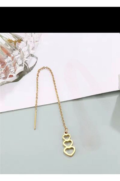 Arescollection 1 Pcs Surgical Steel Double Hole Chain Earring