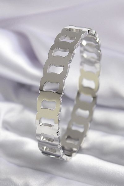 Clariss 316l Steel Silver Color Snap Ring Model Women's Handcuffs