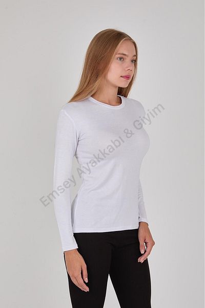 Emsey Ayakkabı & Giyim Flexible Viscose Lycra Black and White Badi Body - Crew Neck, Long Sleeve