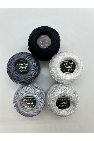 ALMİŞ Alış Perle Etamin-Cross Stitch 5'Li̇ Thread Set (10 Gr-No:8)