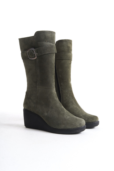 Elile Shoes Hakiki Deri Geniş Baldır Kadın Uzun Bot 35-41-42-43-44 Numara