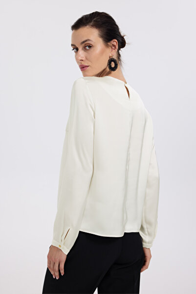 Ekol Draped Front Blouse with Chain Accessory