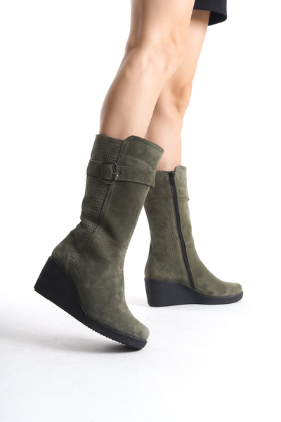 Elile Shoes Hakiki Deri Geniş Baldır Kadın Uzun Bot 35-41-42-43-44 Numara