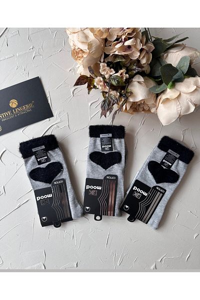 İntive Lingerie FK Mood Памучни Плюшени Сърца Детайли Безшевни Сладки Парфюмирани Безшевни Чорапи с Пръсти