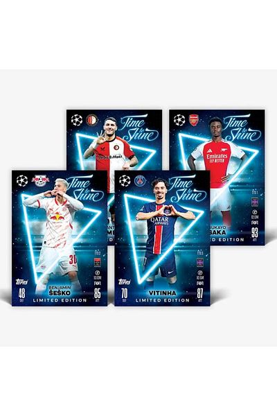 TOYFEST Topps Match Attax 24-25 Uefa Metal Boxed Footballer Cards Mega Tin Box - 48 Cards (Blue Box)