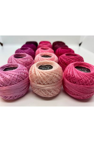 ALMİŞ Alış Perle Etamin-Cross Stitch 15 Pcs Pink Toning Thread Set (10 Gr-No:8)