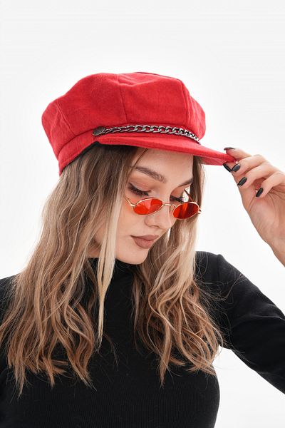 Ritagarcia Women's Red Chain Stamp Painter Hat