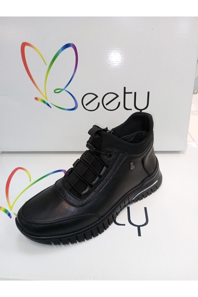 Beety 24bk176.1532 Siyah hakiki deri kışlık Ortapedik anne botu