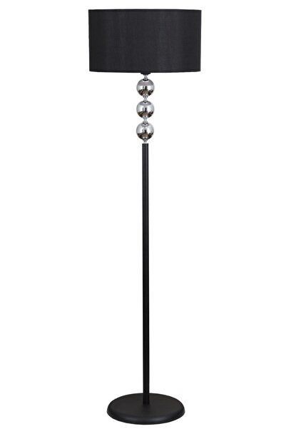 Taşcan Aydınlatma Silva Siyah Krom Metal Lambader Siyah Silindir Şapka Modern , Yatak Odası, Salon Lambader